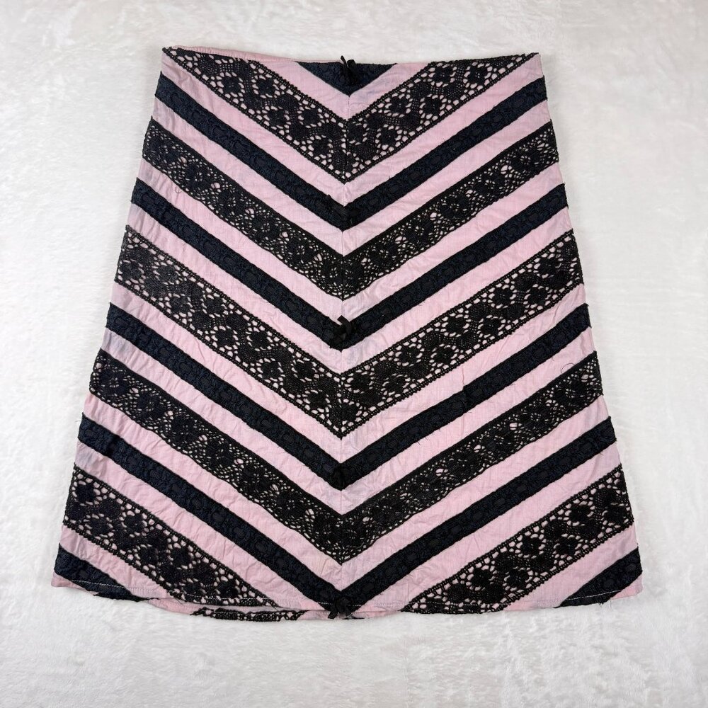 Vintage Persaman Chevron Midi Skirt Pink‎ & Black Women's Size 8 Emo Coquette